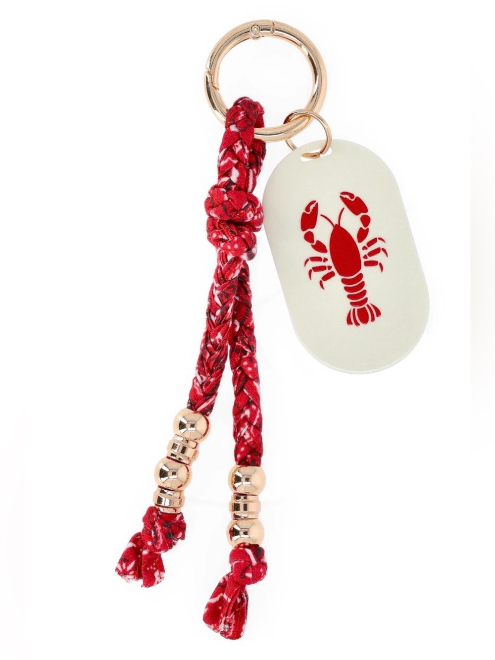 NWT No Boundaries Red Braided Key charm with Gold-Tone Beads and Lobster Tag